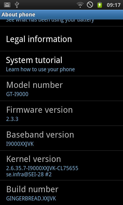Samsung Galaxy S - Gingerbread