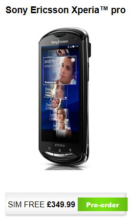 Sony Ericsson Xperia Pro - UK