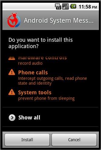 Android Trojan - pozwolenia