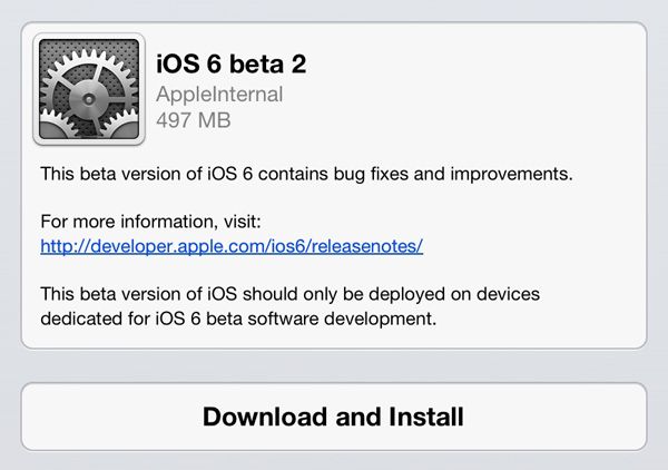 Apple ios 6.0 beta 2