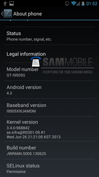 Android 4.3 Jelly Bean - About