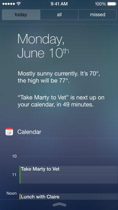 Apple iOS 7 - centrum powiadomień