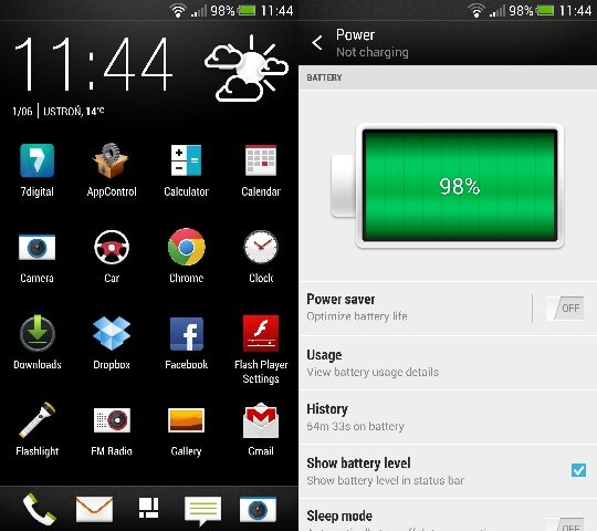 HTC One - Android 4.2.2 - procentowy wskaźnik naładowania
