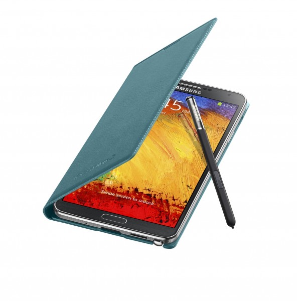Galaxy Note3 FlipCover_004_Open Pen_Mint Blue