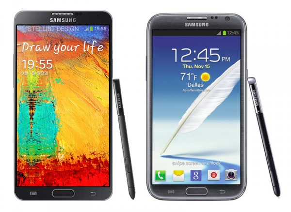 Samsung Galaxy Note III obok Note II - nieoficjalny render