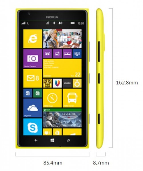 Nokia Lumia 1520 - wymiary