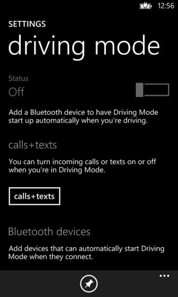 Windows Phone - GDR3, driving mode