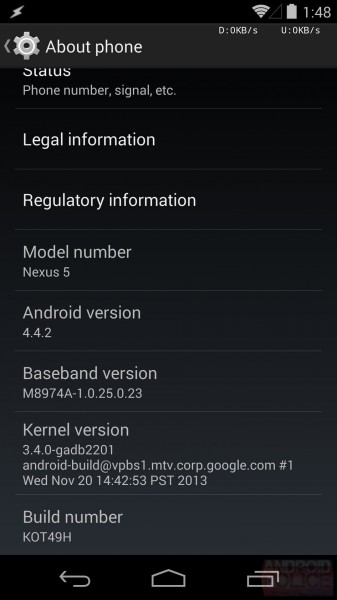 Android 4.4.2 KitKat - informacje systemu