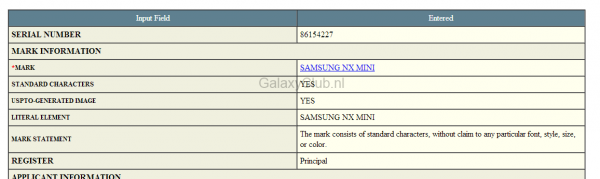 Samsung Galaxy NX Mini - tabela