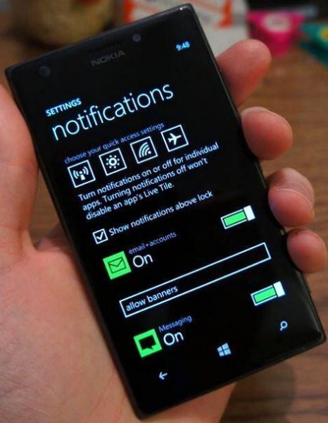 Windows Phone 8.1 - notification center