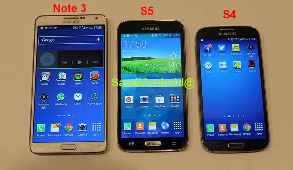Samsung Galaxy S5 - przeciek, obok Note 3 i S4