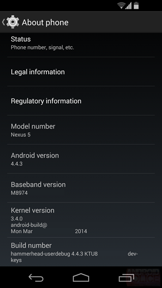 Android 4.4.3 KitKat - about