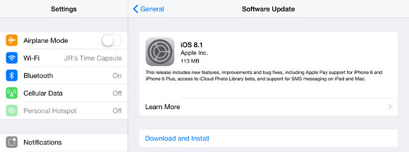 Apple iOS 8.1 - pobieranie